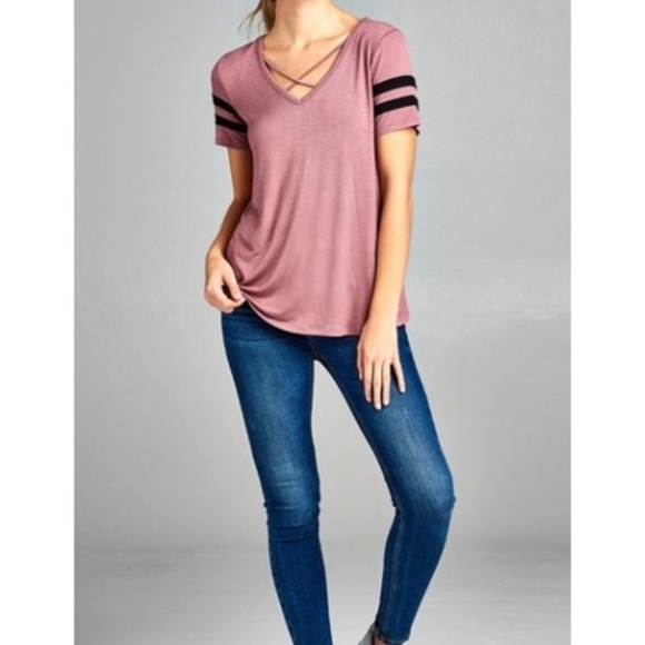  sz SM Caged Front v-neck Tunic Top - Picture 3 of 3